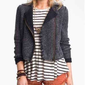 Free People Warm & Cool Knit Moto Sweater Jacket